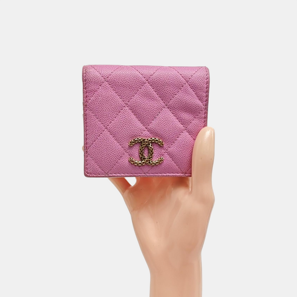 Quilted Grained Calfskin Wallet Purple