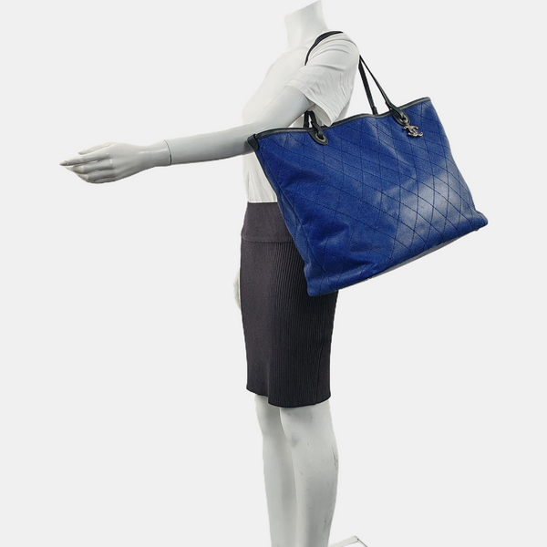 Quilted Grained Calfskin Blue