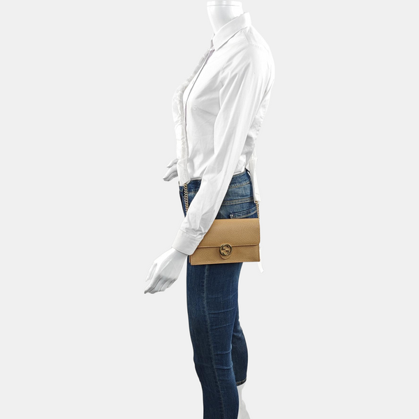 Authenticated pre-owned Interlocking G Calfskin Beige - Shoulder Bag at Looply