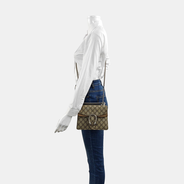 Dionysus Mini Monogram Coated Canvas Beige