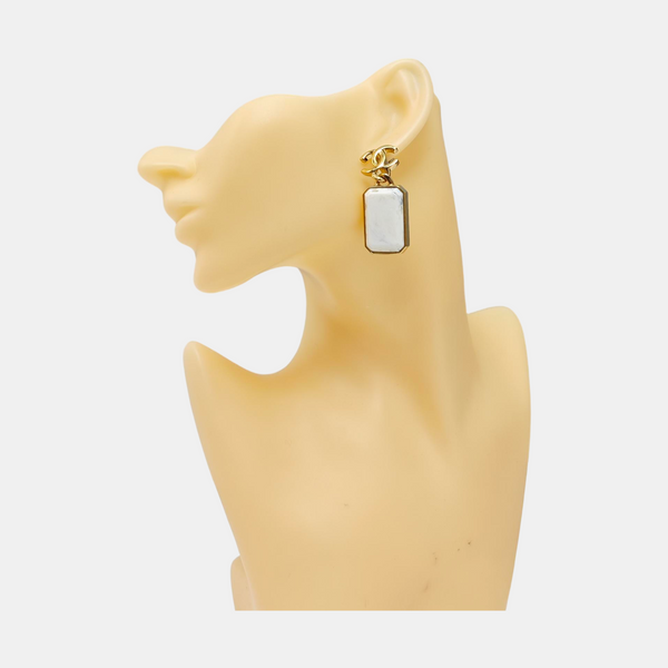 Metal White Stud Earrings