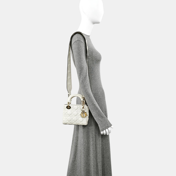 Lady Dior Mini Piel de Cordero Blanca
