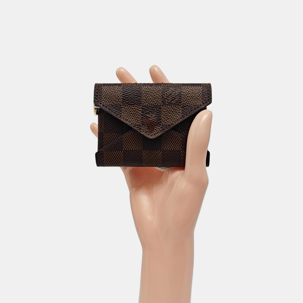 KIRGAMI Damier Ebene Coated Canvas Brown Wallet