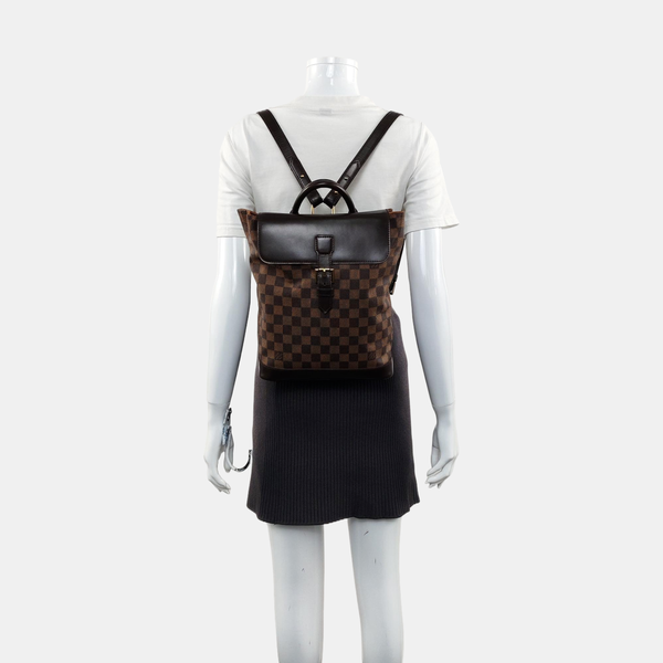 SOHO Damier Ebene Coated Canvas Brown