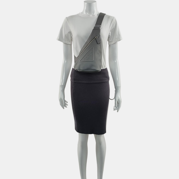 Authenticated pre-owned Triangle Leather Gray - Belt Bag at Looply