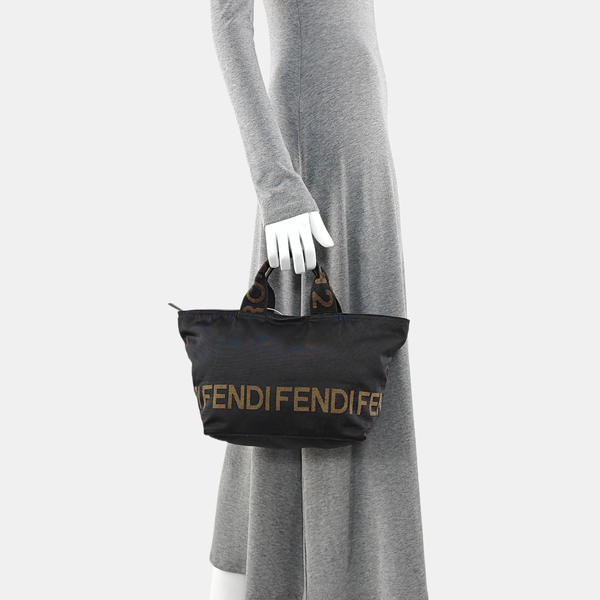 Coated Canvas Top Handle Bag Black