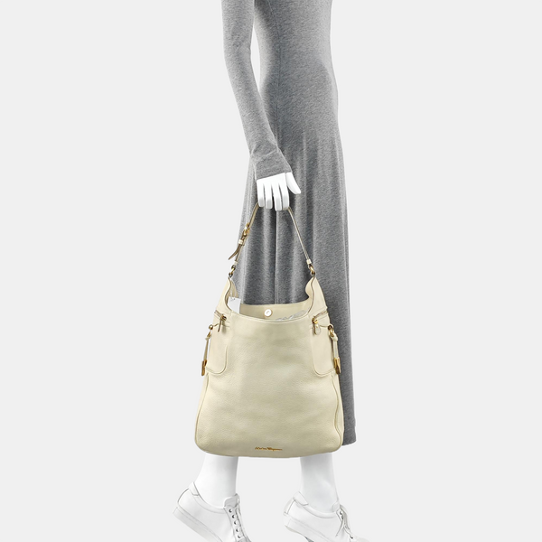 Leather Shoulder Bag White
