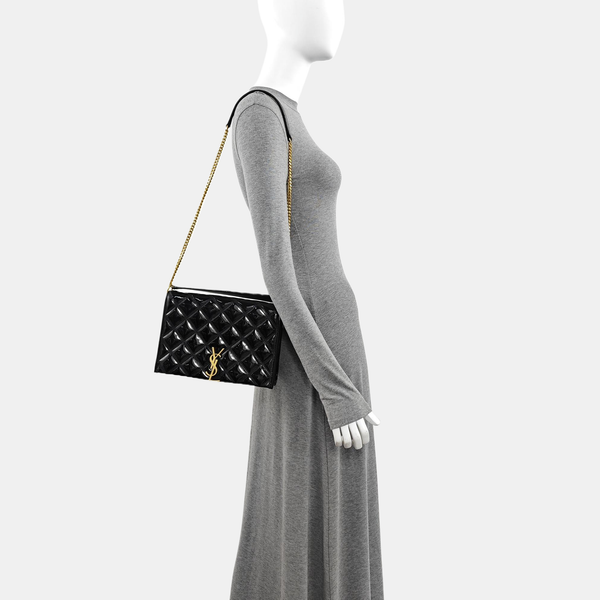 BECKY Mini Quilted Patent Calfskin Black