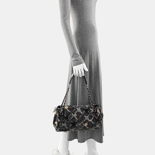 Quilted Fabric Shoulder Bag Gray