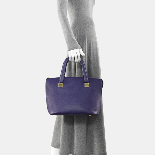 Calfskin Top Handle Bag Purple