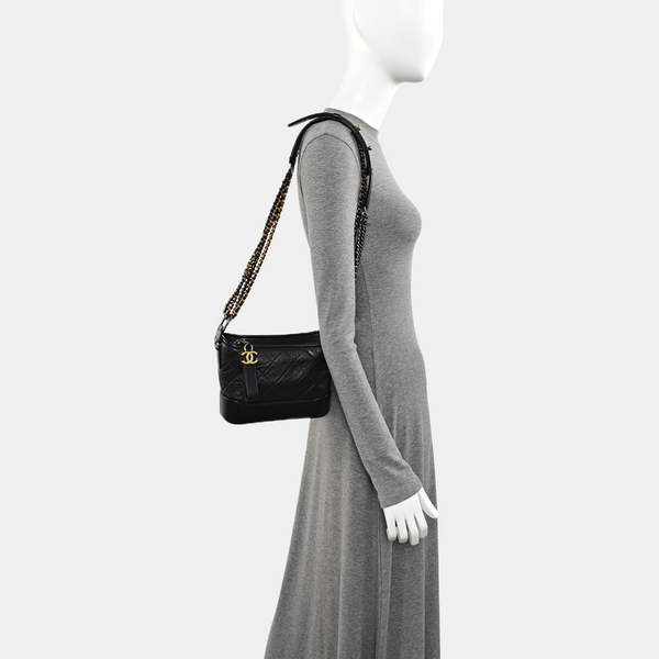 GABRIELLE Small Quilted Calfskin Black