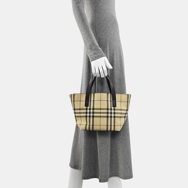 Coated Canvas Top Handle Bag Beige