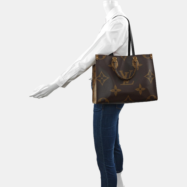 Authenticated pre-owned ONTHEGO MM Monogram Coated Canvas Brown - Tote Bag at Looply