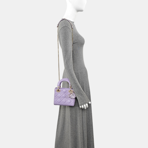 Lady Dior Mini Lambskin Purple
