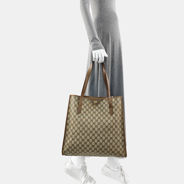 Monogram Coated Canvas Tote Bag Beige