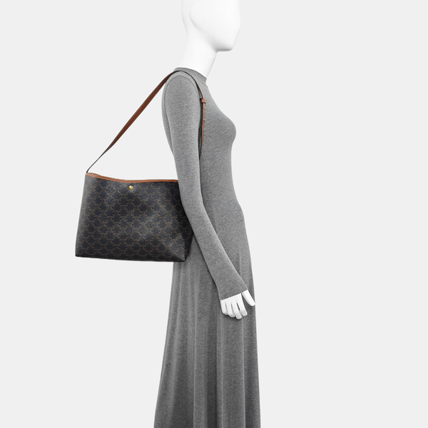 Coated Canvas Shoulder Bag Brown