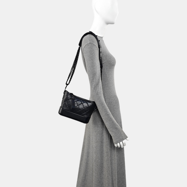 GABRIELLE Small Quilted Calfskin Black
