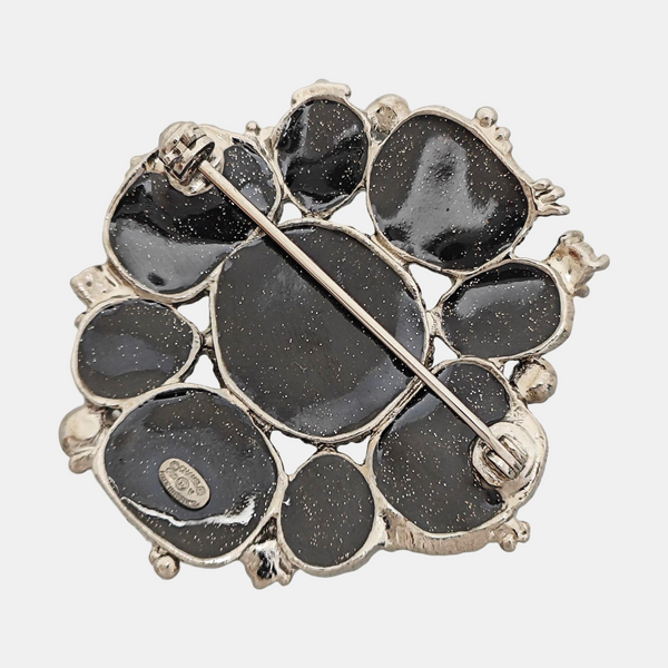 CC Logo Metal Black Brooch