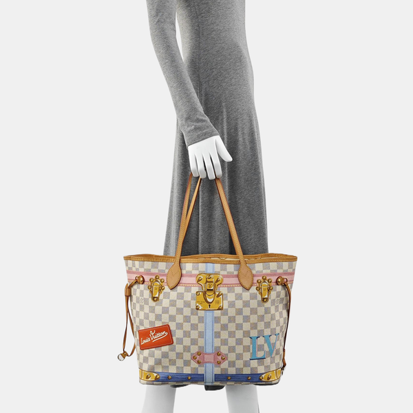 NEVERFULL MM Damier Azur Coated Canvas White