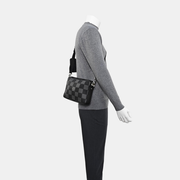 TRIO Damier Graphite Calfskin Gray