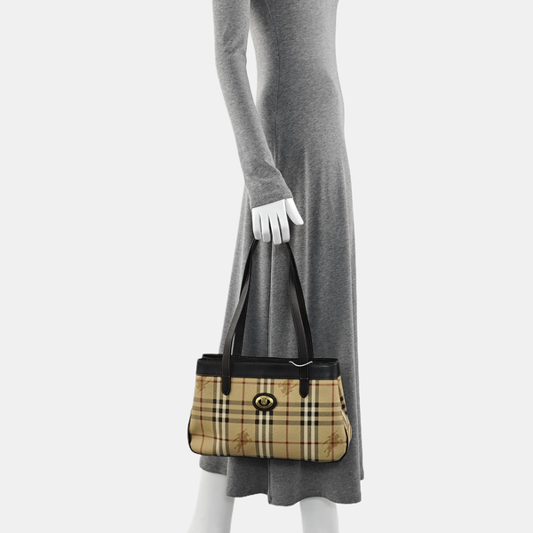 Coated Canvas Top Handle Bag Brown