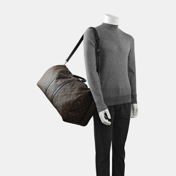 KEEPALL 55 Monogram Coated Canvas Brown
