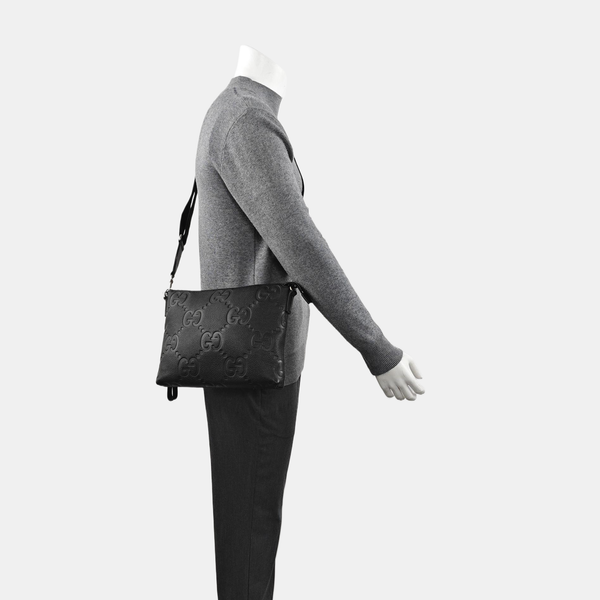Monogram Leather Shoulder Bag Black