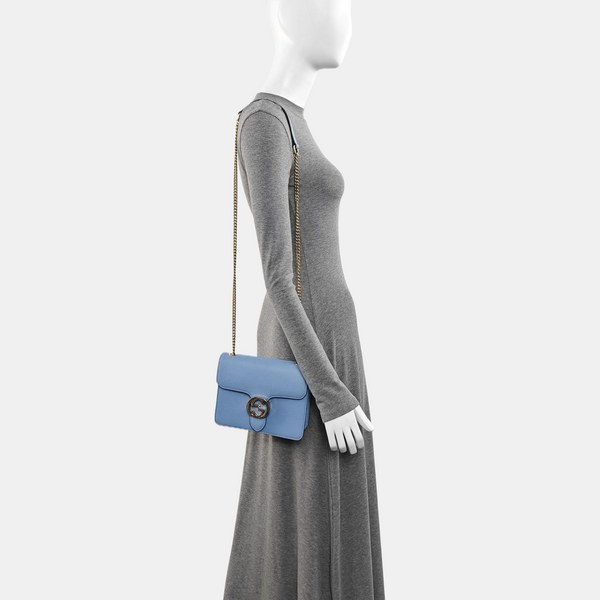 Interlocking G Small Calfskin Blue