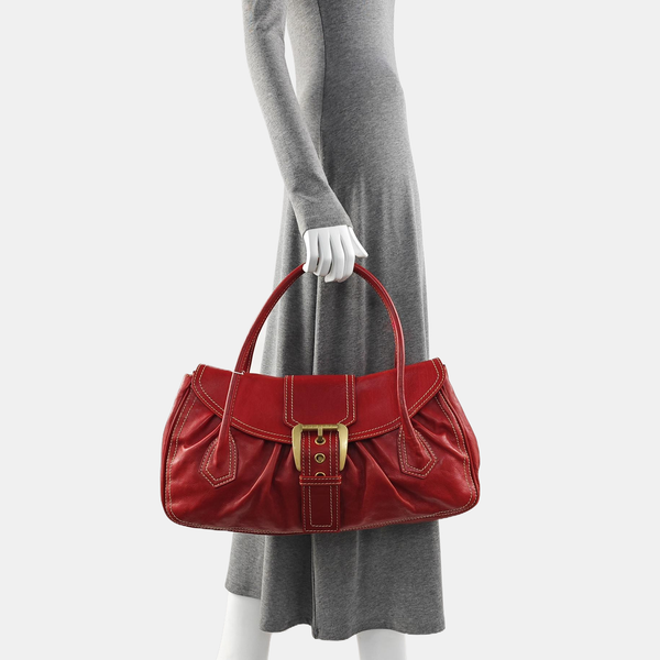 Calfskin Top Handle Bag Red