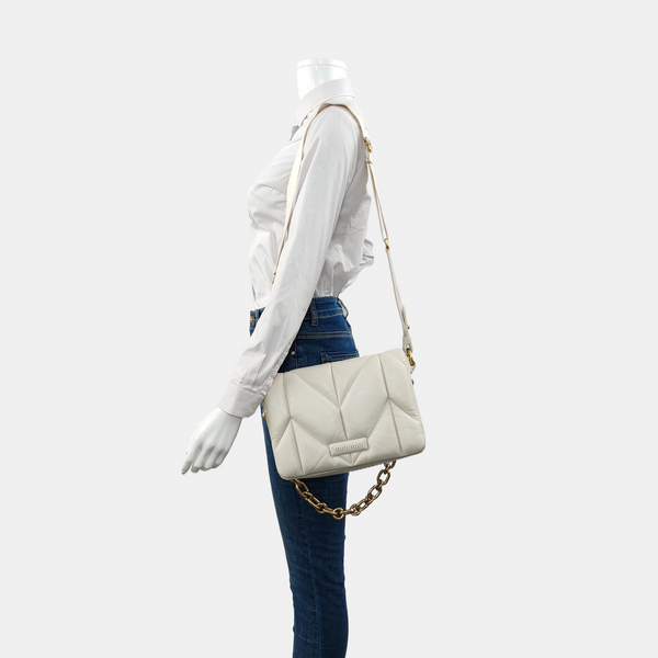 Quilted Lambskin Shoulder Bag White