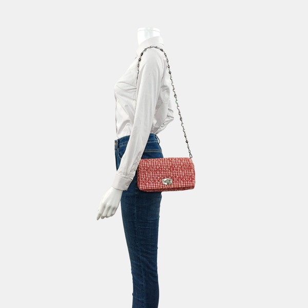 Quilted Fabric Crossbody Bag Red