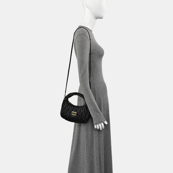Wander Matelassé Small Quilted Lambskin Black