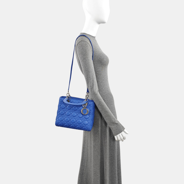 Lady Dior Medium Cannage Lambskin Blue