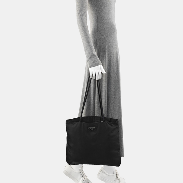 Nylon Top Handle Bag Black