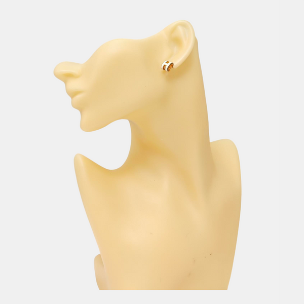 Pop H Metal White Stud Earrings