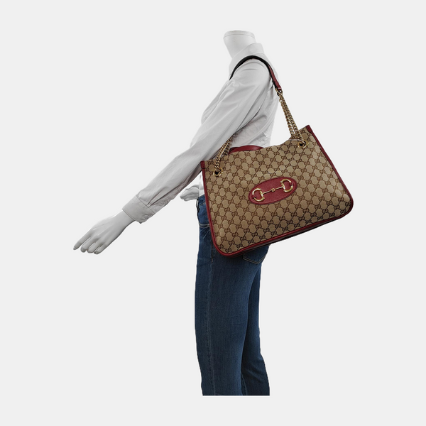 Authenticated pre-owned Horsebit 1955 Medium Monogram Canvas Brown - Tote Bag at Looply