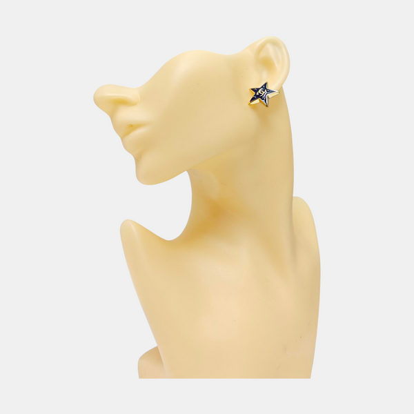 Metal Blue Stud Earrings