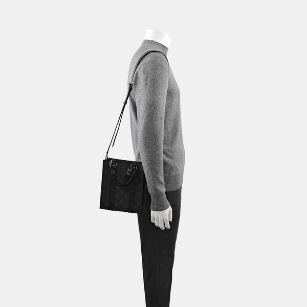 SAC PLAT Monogram Coated Canvas Black