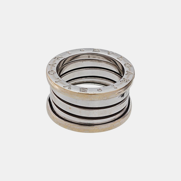 B.ZERO1 18k White Gold Silver Ring EU 50