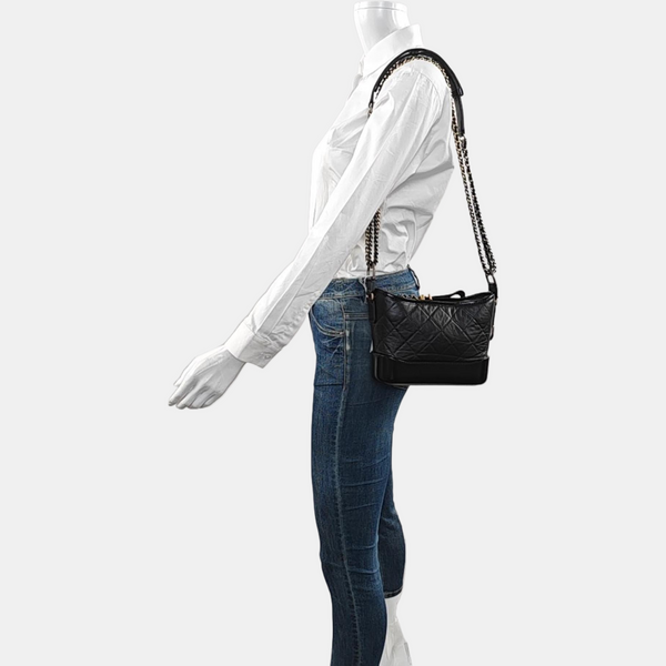 GABRIELLE Small Quilted Vintage Calf Black