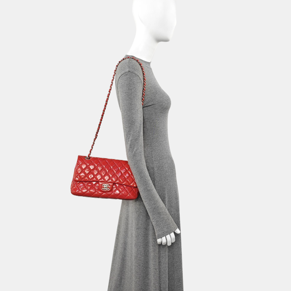 CLASSIC FLAP Small Quilted Patent Leather Red