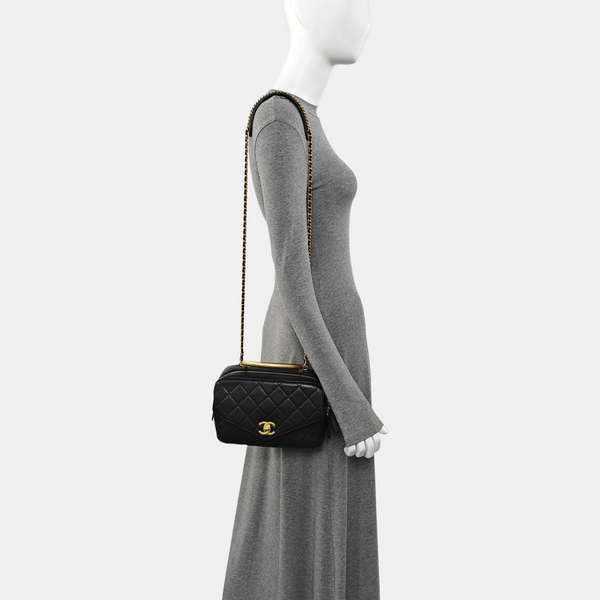 Quilted Calfskin Shoulder Bag Black