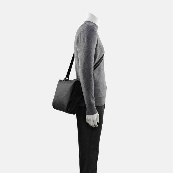 Coated Canvas Shoulder Bag Black