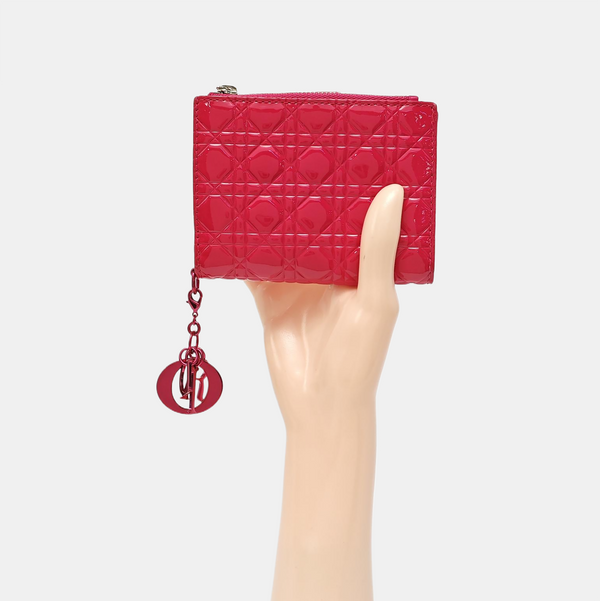 Lady Dior Super Mini Cannage Lambskin Red Wallet