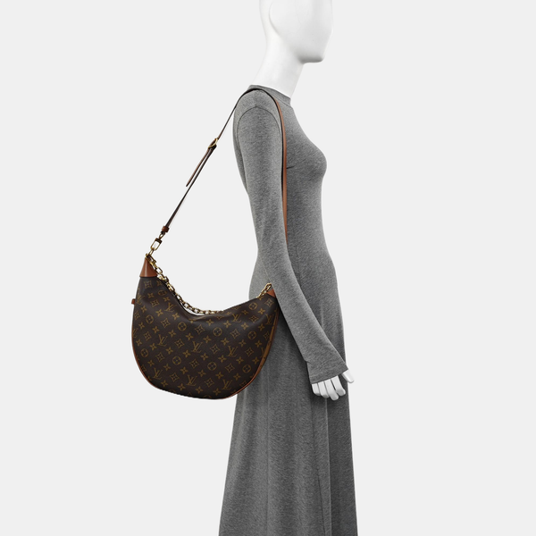 LOOP HOBO Monogram Coated Canvas Brown