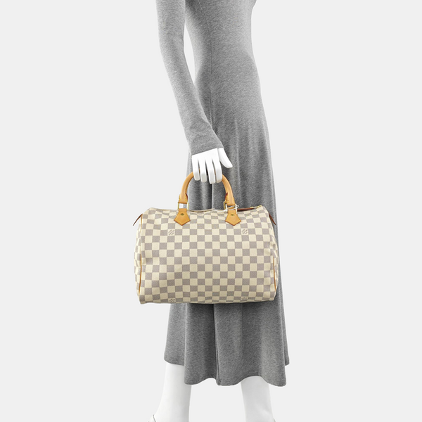 SPEEDY 30 Damier Azur Coated Canvas White