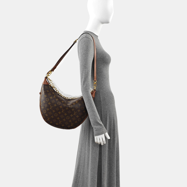 LOOP HOBO Monogram Coated Canvas Brown