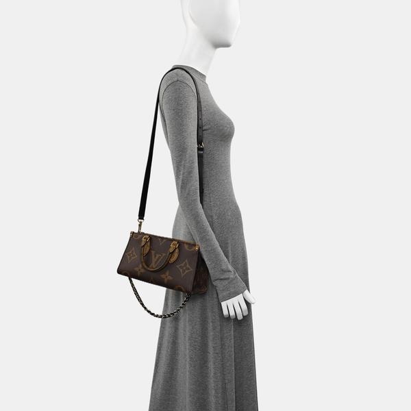 ONTHEGO EAST WEST PM Monogram Coated Canvas Brown