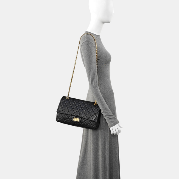 2.55 Maxi Quilted Calfskin Black