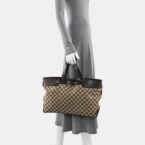 Monogram Canvas Tote Bag Brown